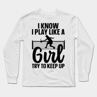 Cool Pickleball Design For Women Girls Pickleball Player Long Sleeve T-Shirt